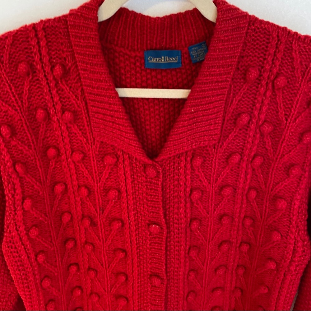 Vintage Red Cable Knit Cardigan - Picture 4 of 9
